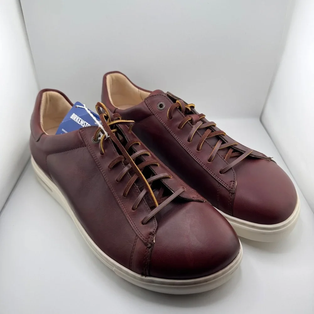 Birkenstock Bend Low Sneakers Mens 13 Maroon Leather New Scuffs Lace Up Comfort